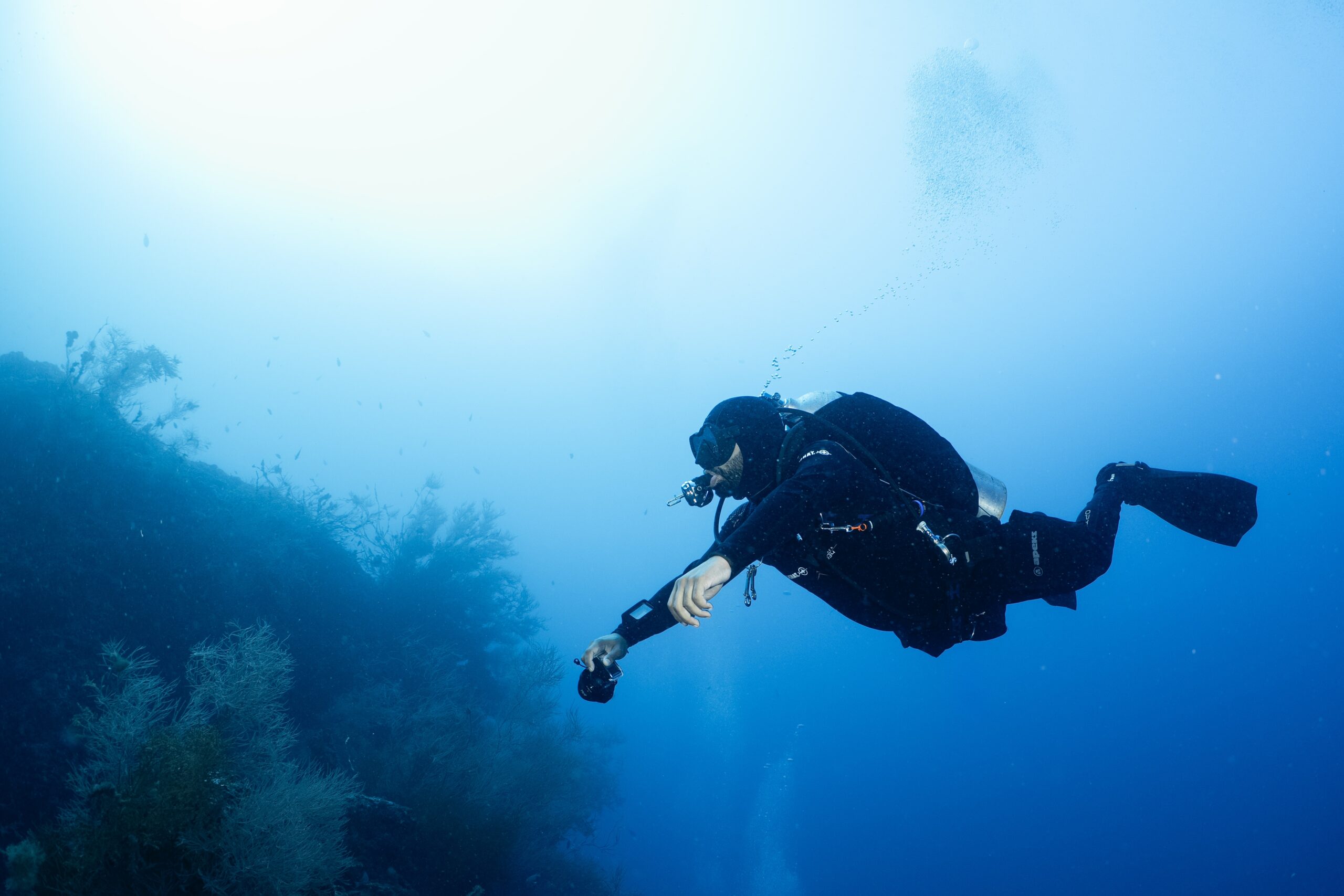 Scuba diver exploring an underwater reef